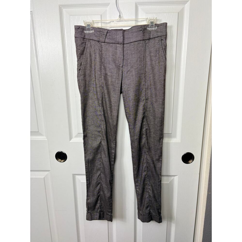 Bebe Women's Tapered  Trousers Mid Rise Ramie Linen Blend Size 6